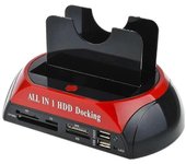 Estación de acoplamiento de disco duro Doble ranuras USB 3.0 a SATA IDE HDD Docking Station con lector de tarjetas para 2.5 3.5 pulgadas IDE