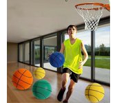 Mango de interiorshh Silents baloncesto con aro que absorbe los golpes Juguete de baloncesto que rebota para niños Azul 21cm