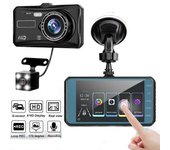 Pantalla táctil 4 pulgadas grabadora de conducción HD doble lente 1080P con WIFI imagen inversa móvil APP Internet Negro