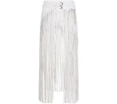 Mujeres Damas Moda Clubwear Hebillas de cuero Gótico Punk Flecos largos Borla Falda Cinturón Discoteca Disfraces Cosplay Fiestas Faldas Blanco