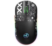 Ratón inalámbrico Bluetooth de 2,4 ghz Ratón para juegos Retroiluminación Rgb de 3 modos Ratón inalámbrico óptico para juegos USB -FCY Negro