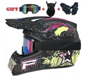 Moto Jóvenes Niños Casco Infantil Cara Completa Motocross Casco Moto Off-road Calle Gratis Guantes Guantes araña Cascos Capacete aaliti M