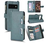 Goodcase Para Google Pixel 6 Litchi textura cremallera funda de cuero Verde