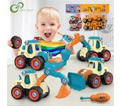 4pcs construcción juguete ingeniería coche bomberos camión de bomberos tornillo construir y desmontar ideal para niños niños didáctico juguete educ...