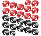 Luz de bicicleta LED de 16/24 piezas, luces de bicicleta con clip, juego de luces de bicicleta LED de silicona delantera y trasera, luz trasera de ...