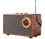 Radio FM retro Portátil de madera Bluetooth Radio Altavoz de bajo Manos libres Reproductor de MP3 Soporte USB / TF Coche Como se muestra