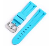 Correa de reloj FKM para Panerai 111 386 441 Reloj 24/22MM Correa Hebilla Plateada Azul claro