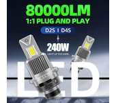 Jelivey D4S D4R D2R D2S Bombillas LED para faros 6000K Kit de conversión blanco Plug and Play Reemplazo de luz HID de xenón CANBus Libre de errores