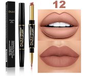 2 en 1 lápiz labial de doble extremo delineador de labios pluma pigmento mate antiadherente color de la piel de la copa