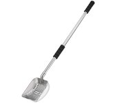 Pala De Metal Con Pala Profunda Y Mango Largo Tamiz Antiadherente De Acero Inoxidable Desmontable Con Espuma negro plateado