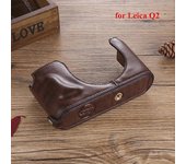 Bolsa de cámara de cuero genuino para Leica Q2 Q QP TYP116 Versión de apertura inferior Cubierta protectora de medio cuerpo Funda Funda Marrón Q2
