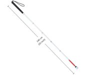 125cm- 155cm Bastón ciego de aluminio de 7 secciones con mango negro Bastón plegable reflectante blanco y rojo para ciegos 140cm (55 pulgadas)