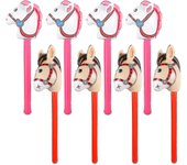 8 piezas inflable stick horse, caballo inflable en palo vaquero fiesta / granja