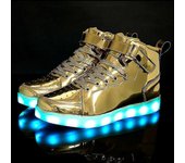 Zapatos De Tablero De Caña Alta Para Hombres Y Mujeres Zapatos Luminosos Zapatos De Luz Led Para Niños Zapatos De Panel De Cuero De Espejo Grande 2...
