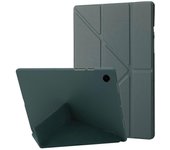 Para Samsung Galaxy Tab A9 + Funda Origami Stand Cuero + Cubierta de silicona para tableta Verde de medianoche