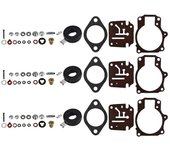 3 x Kit de reparación de reconstrucción de carburador y flotador apto para Evinrude 396701 65 70 75 Negro