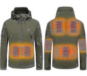 Chaqueta térmica, impermeable invierno al aire libre chaqueta térmica chaqueta calefactora abrigo Verde L