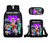 Nueva mochila escolar MINECRAFT para estudiantes de primaria y secundaria, juego Minecraft mochila periférica de tres piezas set 49 - NMAOV