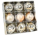 9pcs / box 6cm oro rosa Navidad bola decoración alce santa bolas de navidad colgante para el árbol de Navidad hogar adorno colgante año nuevo Champ...