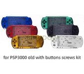 Colores de cristal para PSP3000 PSP 3000 3004 Carcasa de repuesto de la consola de juegos Estuche de cubierta de carcasa completa con kit de botone...