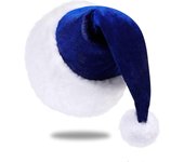 Shenzhen Qinwei Technology Sombrero de Papá Noel, sombrero de Papá Noel para adultos, sombrero de Navidad azul de confort de terciopelo unisex somb...
