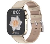 Wigento Para Huawei Watch Fit 3 Correa de reloj de diseño de cuero genuino Beige/Oro Beige / Dorado