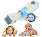 Aspiración eléctrica Cabeza Piojos Nit Peine Cepillo Mascota Perro Removedor de filtro de pulgas Tratamiento EU plug