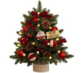 Mini árbol de Navidad 45 cm iluminado mesa artificial pino de Navidad árbol pequeño que funciona con batería para la decoración de la fiesta en cas...