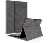 Para Microsoft Surface Pro 4/5/6/7 Soporte de funda de tableta de cuero PU Cubierta de teclado con soporte de bucle para bolígrafo Gris