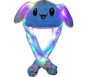 Led Light Up Plush Moving Bunny Hat Funny Light Up And Ears Moving Bunny Hat For Women Girls, Cosplay Christmas Party Holiday Hat Led-azul
