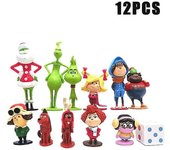 12pcs/Set Figura Muñeca Juguetes Cómo el Grinch Robó Adorno de Navidad Modelo de Dibujos Animados Muñeca Colección de Navidad Regalos claro