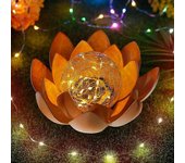 Yuzee Luz solar para jardín en forma de loto - Al aire libre - Hermoso efecto de luz de vidrio roto (1 pieza)