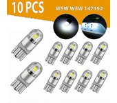 10pcs 6000k Canbus T10 168 194 W5w Cúpula Licencia Marcador lateral Led Bombilla Blanco