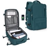 impermeable Bolsas de mochila de viaje ligeras Maleta multifuncional de mujer de gran capacidad Carga USB Equipaje de avión de mujer Pavo real azul...