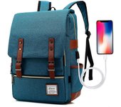 Heyone Mochila vintage para computadora portátil con puerto de carga USB, mochilas de viaje resistentes al agua Mochila universitaria para hombres ...
