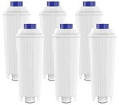 Paquete de 6 filtros de máquina de café para filtro Dlsc002 Ecam, Esam, Bco, Ec con suavizante de carbón activado Blanco