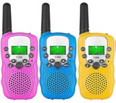 Walkie Talkies para niños Paquete de 3, 3 millas de largo alcance con linternas LCD retroiluminadas Walkie Talkies para niños de 3 a 12 años, jugue...