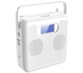 Reproductor de CD Bluetooth portátil con diseño vertical, altavoces de CD, radio FM, compatible con USB, AUX y pantalla LCD Blanco