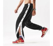 Hombres Botones de mediana altura Pantalones Empalme Baloncesto Entrenamiento Pantalones de chándal Negro XL