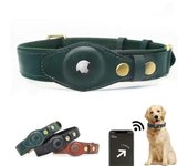 Airtag Collar para perros, soporte ajustable de cuero de vaca para perros compatible con airtag, compatible con gatos pequeños medianos y grandes V...