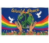Unbrand Bandera de la Paz multicolor 150 x 90 cm, lavable resistente arco iris paz amor mundial signo de paz símbolo bandera, bandera de la paz par...