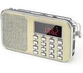 Mini radio portátil fm radio de bolsillo con linterna led, radio digital Oro