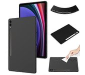 Para Samsung Galaxy Tab S9 FE+ / S9+ Funda de tableta a prueba de golpes de silicona líquida de color puro Negro