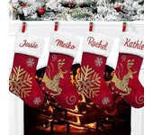 Lequeen Navidad Alce Franela bordada Calcetines de Navidad Nombre personalizado Regalo de Navidad Nombre personalizado Colgantes de árbol de Navida...