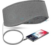 Diadema de sueño de música con auriculares, diadema de viaje elástica suave con cable de 3,5 mm con altavoz delgado, auriculares de música para dor...