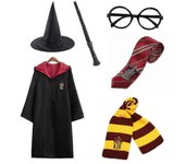 Harry Potter 6pc set mago mágico cosplay vestido de fantasía capa cloak traje Rojo 145cm (9-10 years)