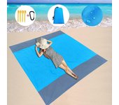 Manta de playa a prueba de arena impermeable, extra grande 200X210cm Alfombra de playa sin arena con 4 estacas