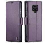 Foxdock Estuche CaseMe para Xiaomi Redmi Note 9S / Note 9 Pro Wallet Case Card Slot Anti Fraud Shock Case Kickstand Púrpura
