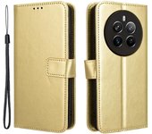 Para Realme 12 Pro 5G / 12 Pro+ 5G Funda para teléfono con soporte de cuero con textura de caballo loco - Oro Multicolor Gold