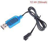 Alta calidad 3.6-9.6V 250mA NiMh / NiCd Batería Cargador USB Cable SM 2P Enchufe delantero Control remoto Coche Cargador USB Juguete eléctrico A7